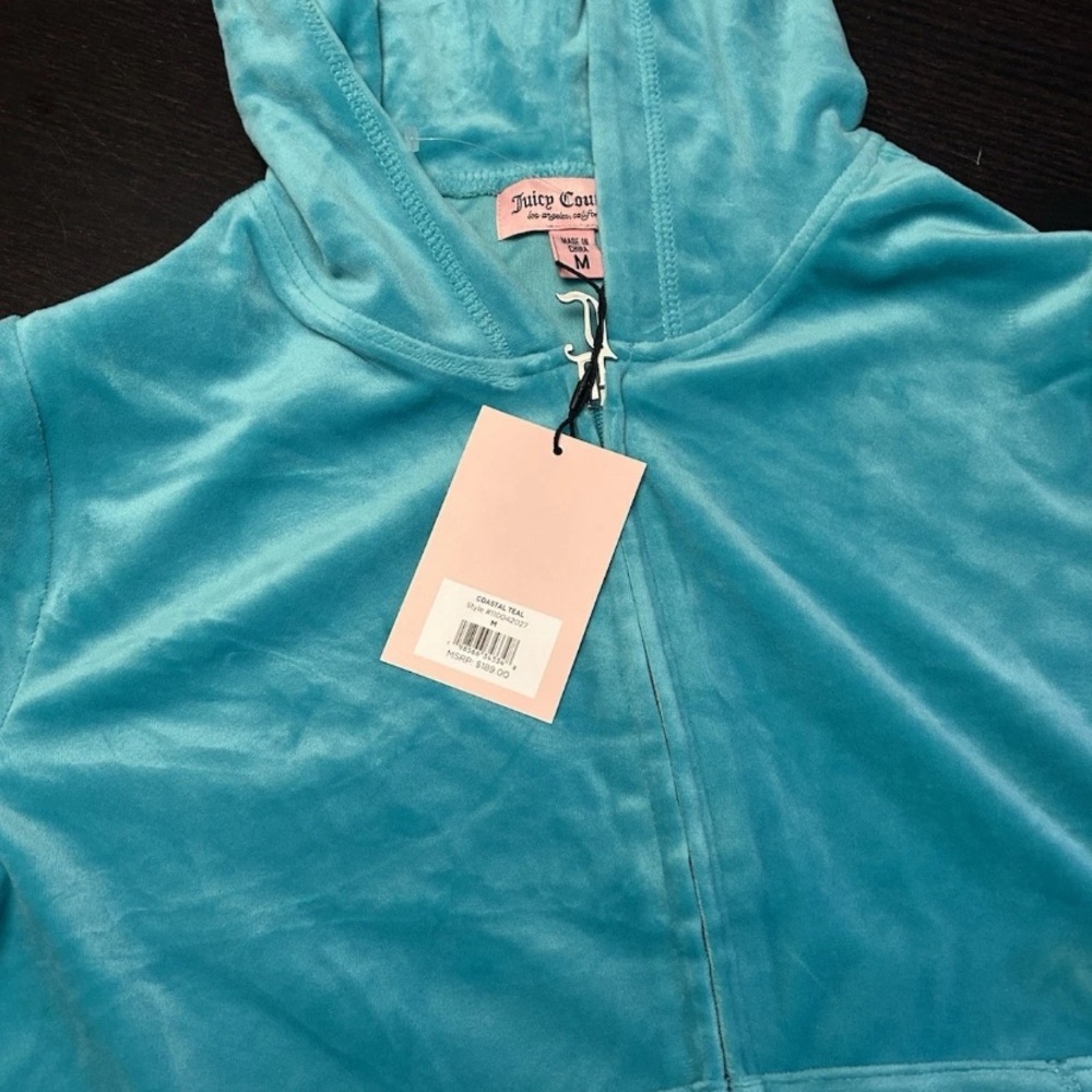 NEW Juicy Couture Velour Tracksuit Set Rhinestone Hoodies jacket Shorts - Picture 2 of 5